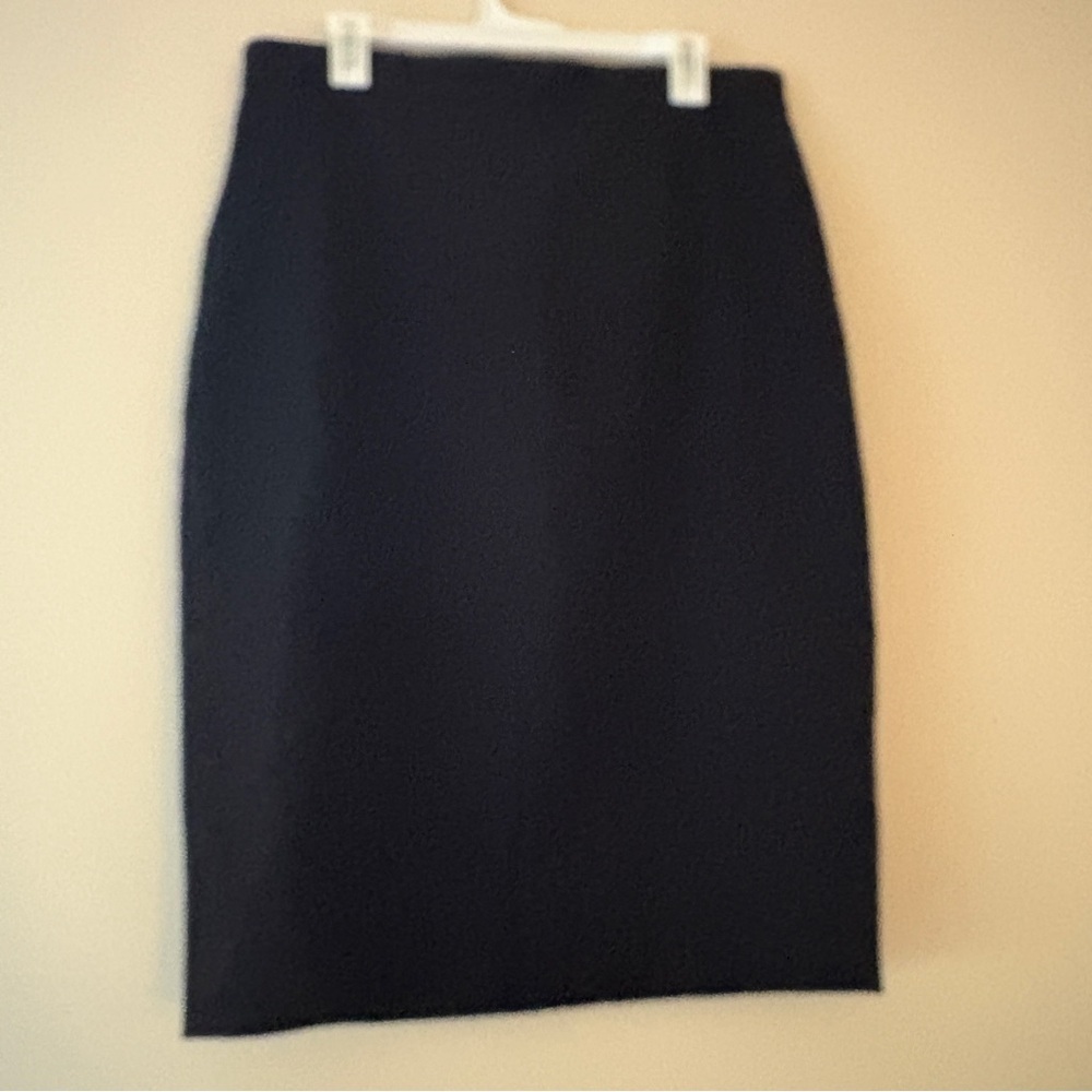 Banana Republic Black Pencil Skirt Size 16 Cotton Blend Back Zip Lined